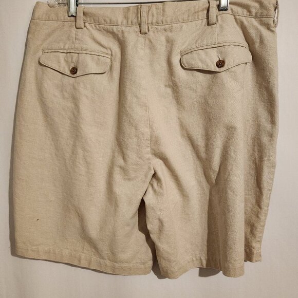 Cubavera Shorts Cream Waist 40 Linen Cotton 20" Length 9" Inseam Pockets - Picture 7 of 9